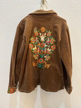 Vintage Bob Macke Embroidered Corduroy Chore Jacket Size Large